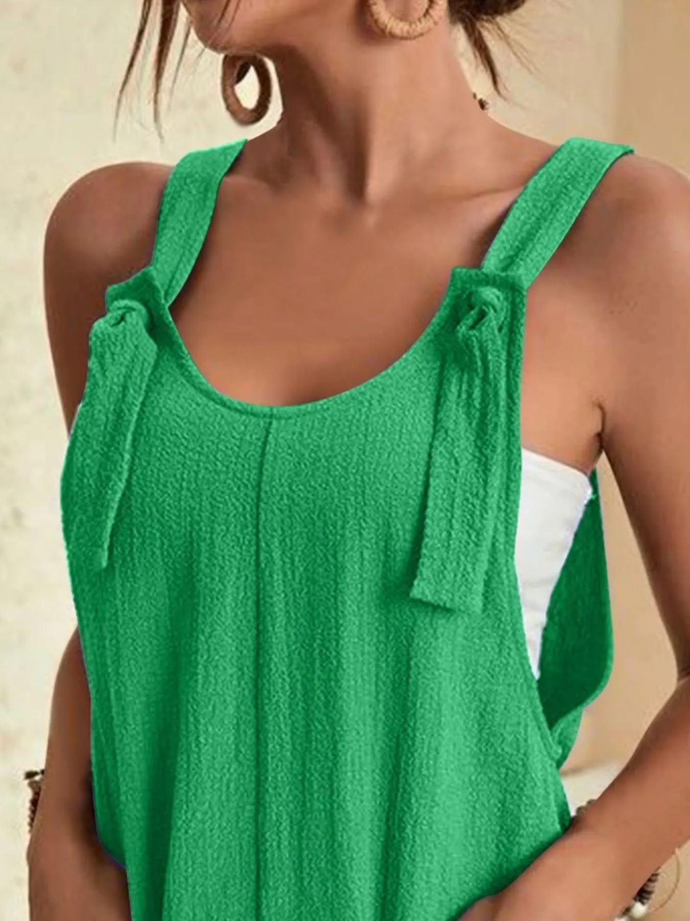 Full Size Knot Strap Romper with Pockets Plus Size - Image 11