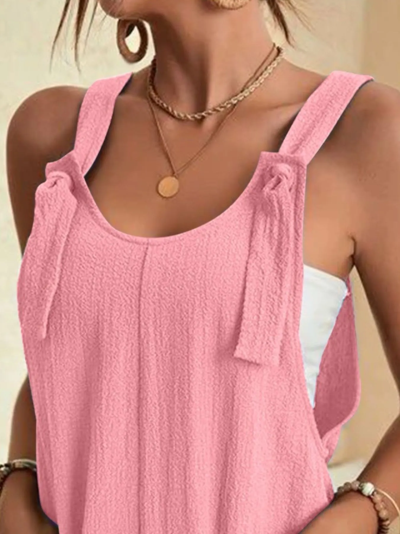 Full Size Knot Strap Romper with Pockets Plus Size - Image 5