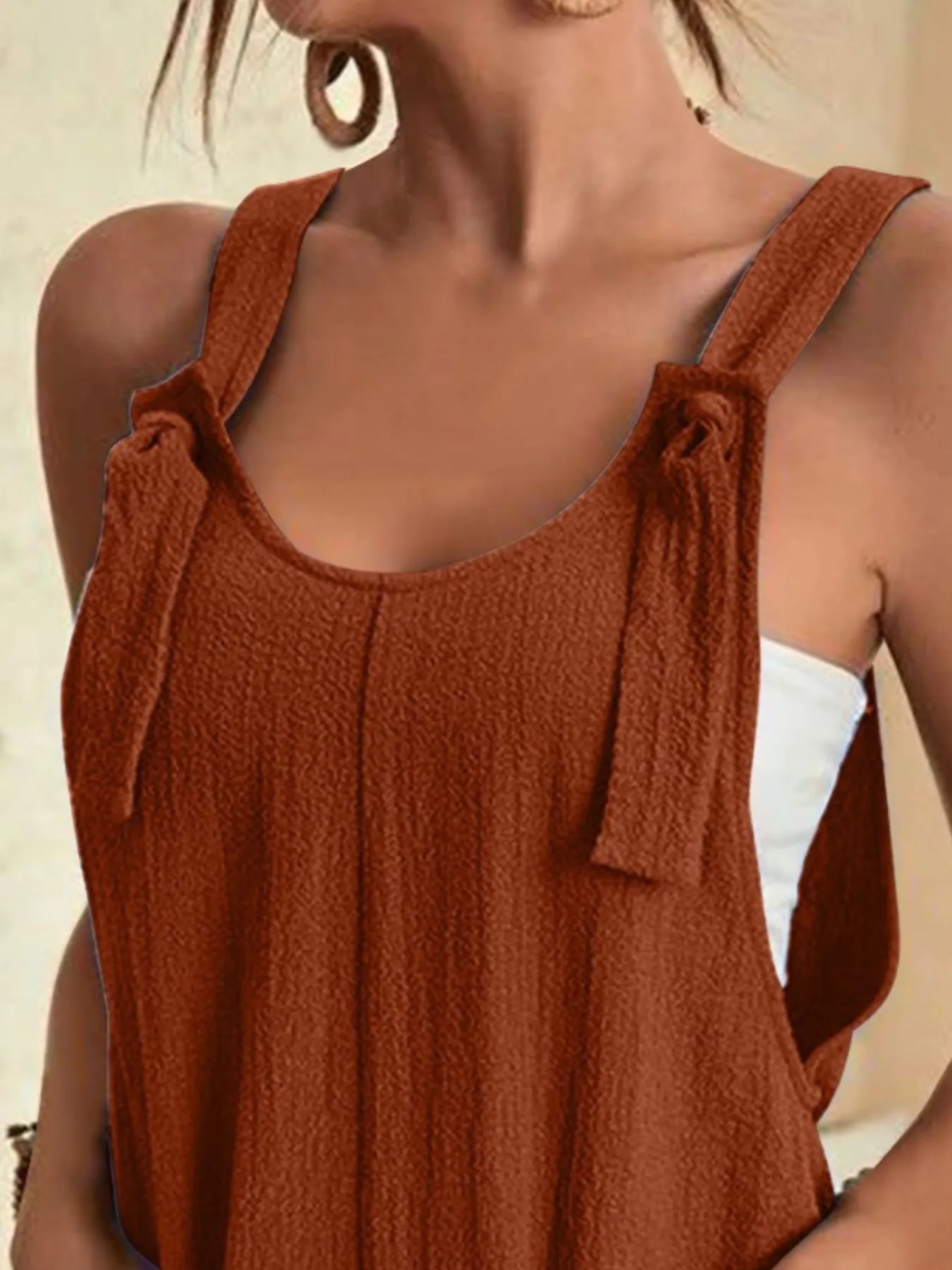 Full Size Knot Strap Romper with Pockets Plus Size - Image 8
