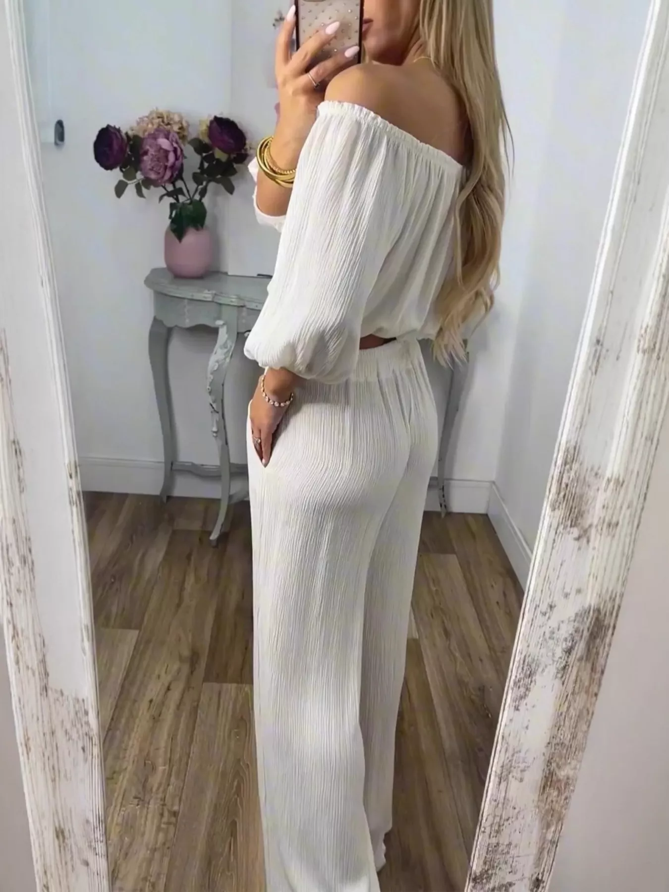 Full Size Off-Shoulder Top and Pants Set Plus Size - Image 2