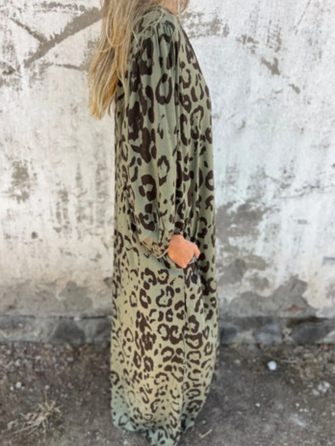 Full Size Printed V-Neck Dress with Pockets Plus Size - Image 14