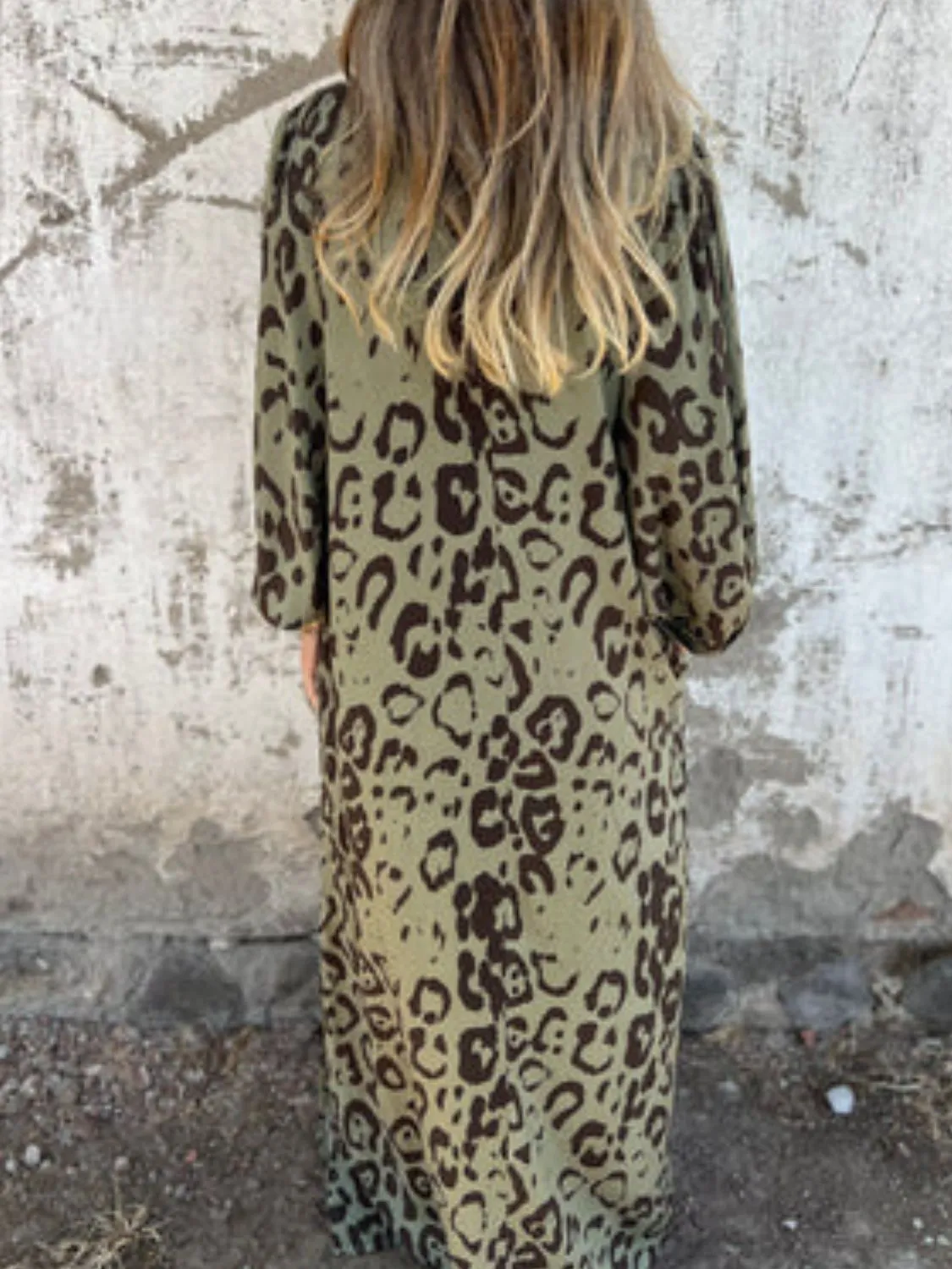 Full Size Printed V-Neck Dress with Pockets Plus Size - Image 15