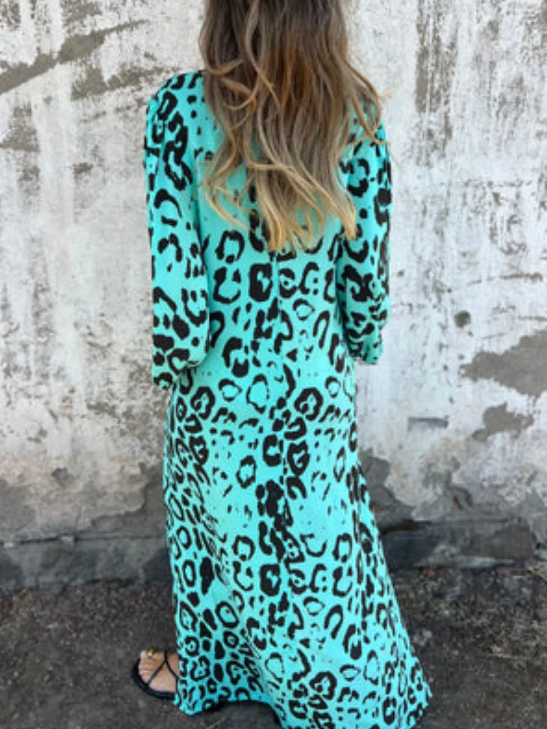 Full Size Printed V-Neck Dress with Pockets Plus Size - Image 21