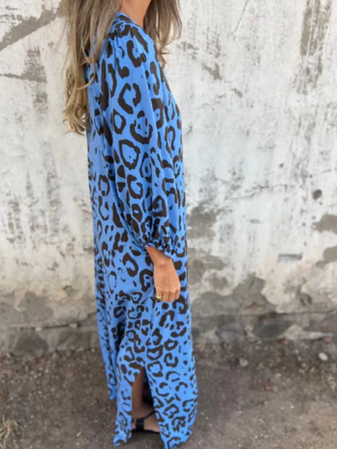 Full Size Printed V-Neck Dress with Pockets Plus Size - Image 24