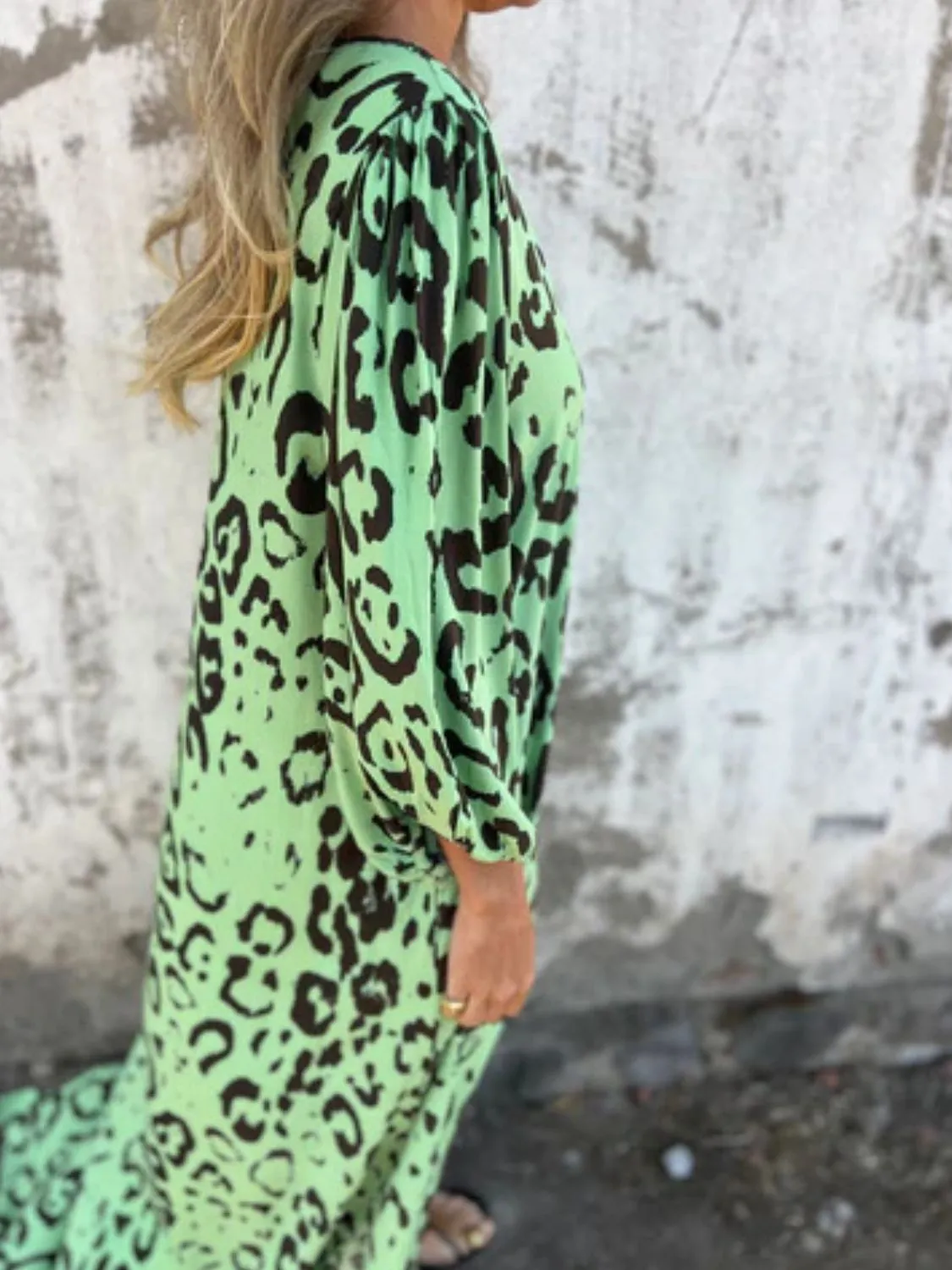 Full Size Printed V-Neck Dress with Pockets Plus Size - Image 27