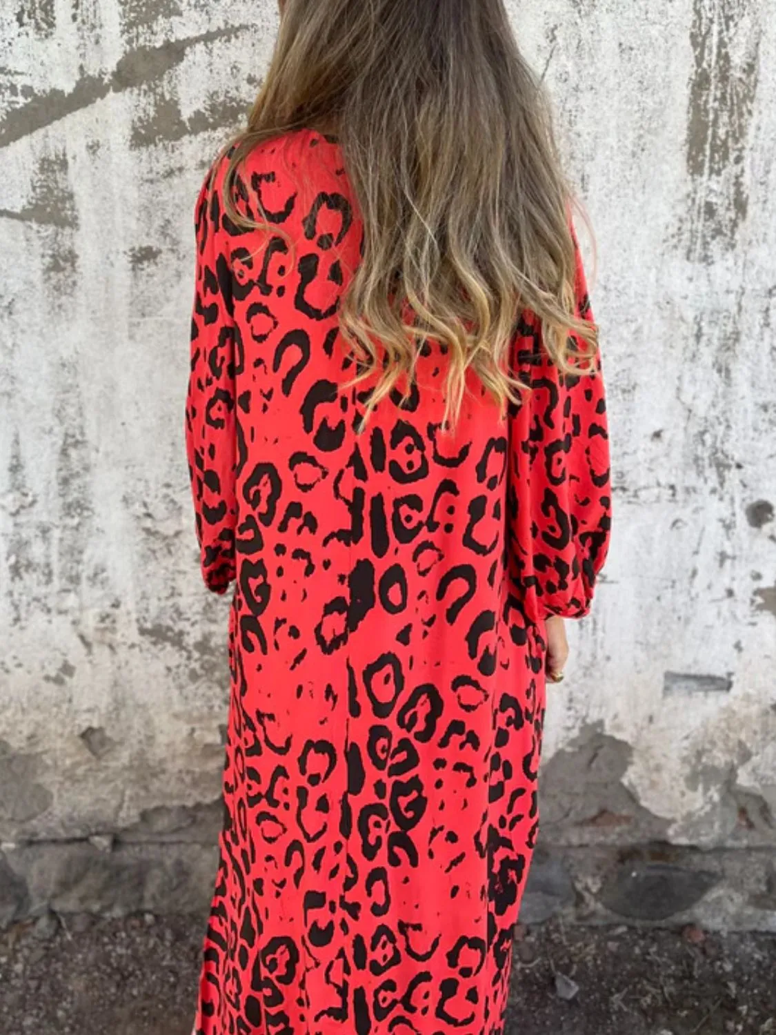 Full Size Printed V-Neck Dress with Pockets Plus Size - Image 30