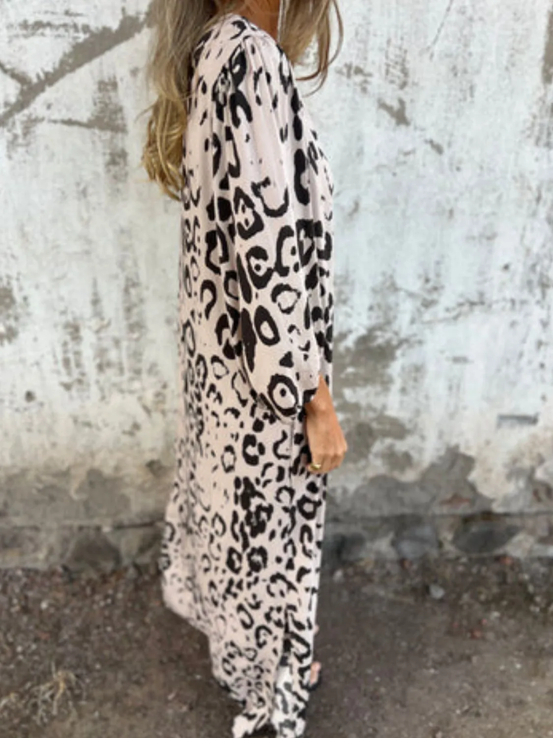 Full Size Printed V-Neck Dress with Pockets Plus Size - Image 36