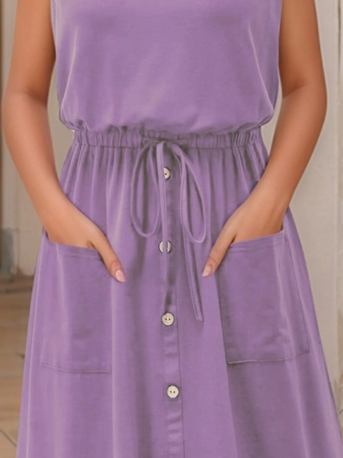 Full Size Round Neck Sleeveless Tank Dress Plus Size - Image 15