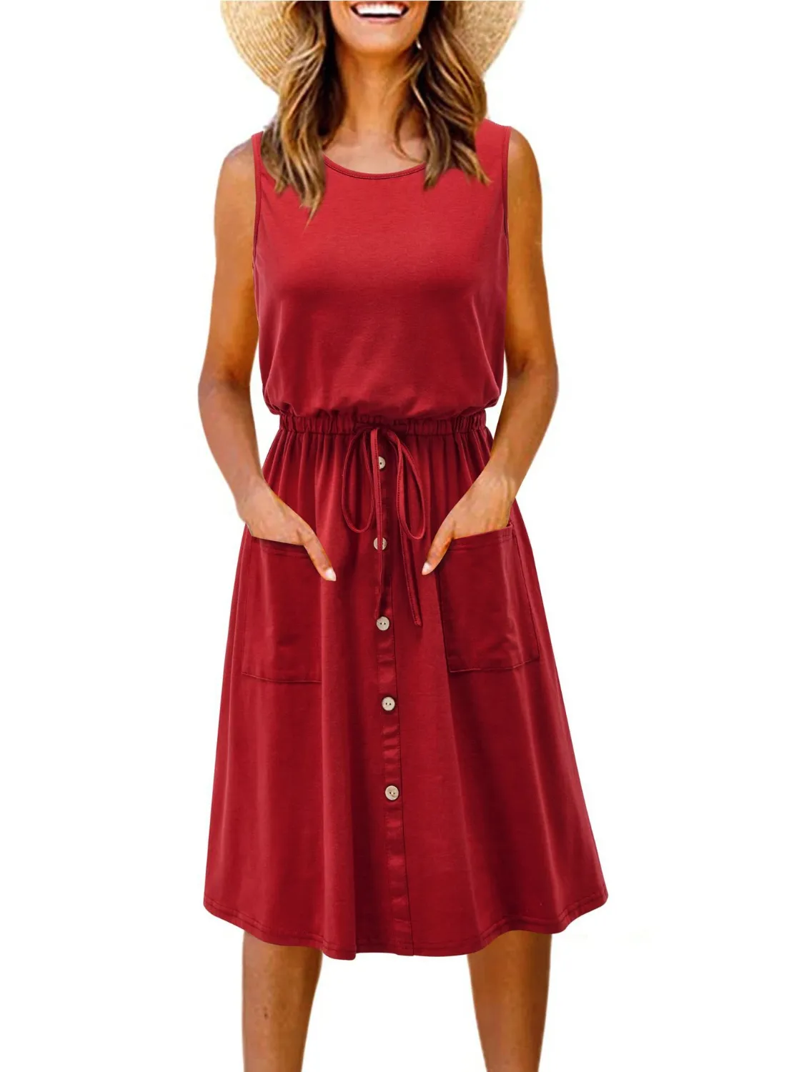 Full Size Round Neck Sleeveless Tank Dress Plus Size - Image 4