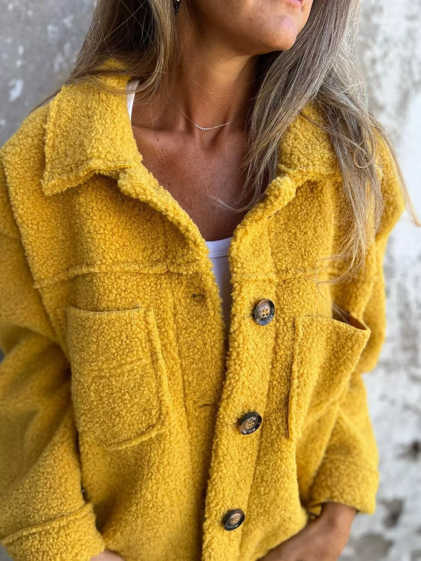 Full Size Single-Breasted Sherpa Shacket Plus Size - Image 11