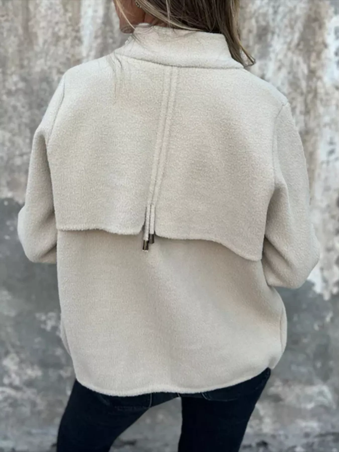 Full Size Textured Knit Zip Up Outerwear Plus Size - Image 5