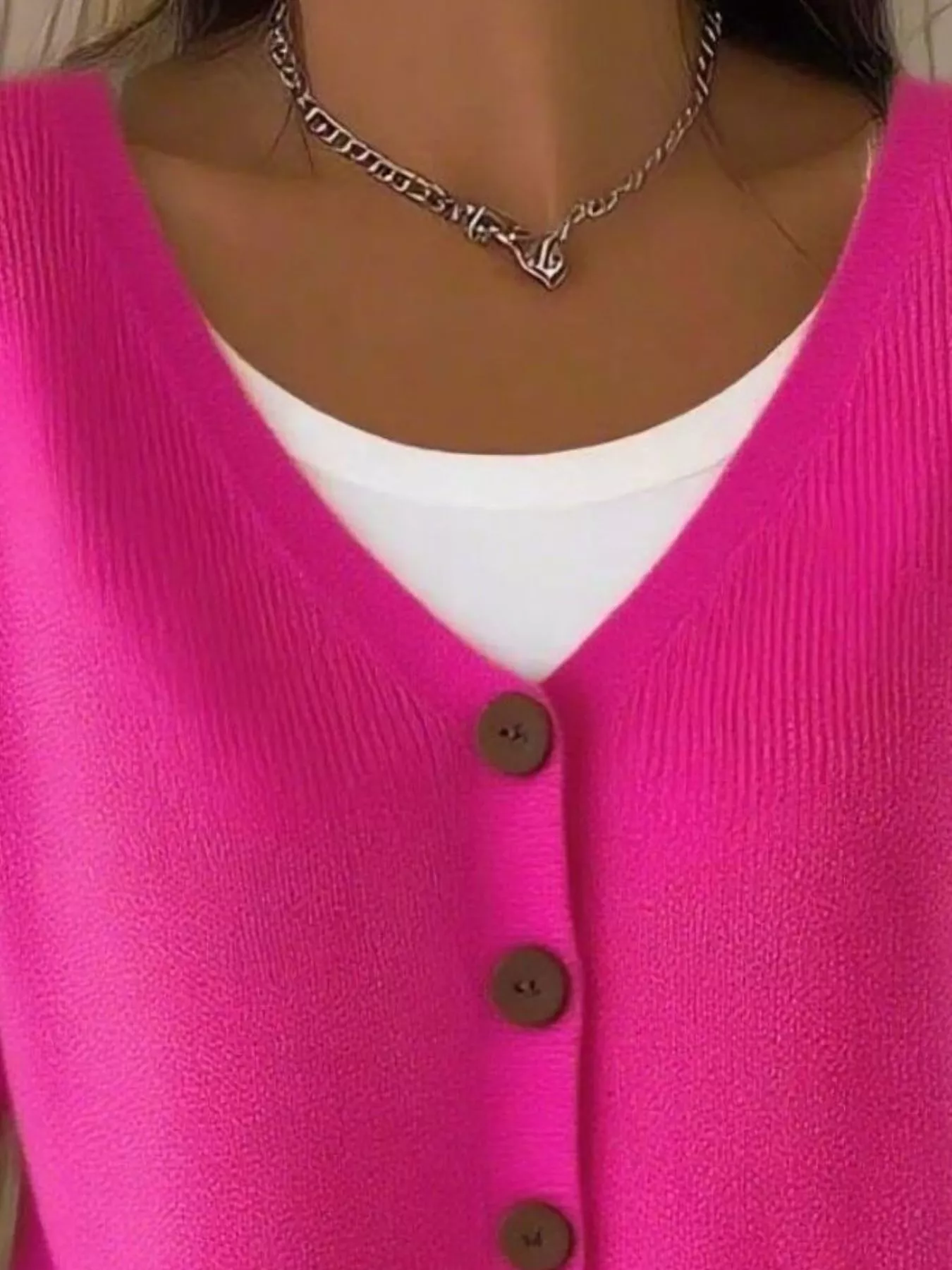Full Size V-Neck Button-Down Knit Cardigan Plus Size - Image 11