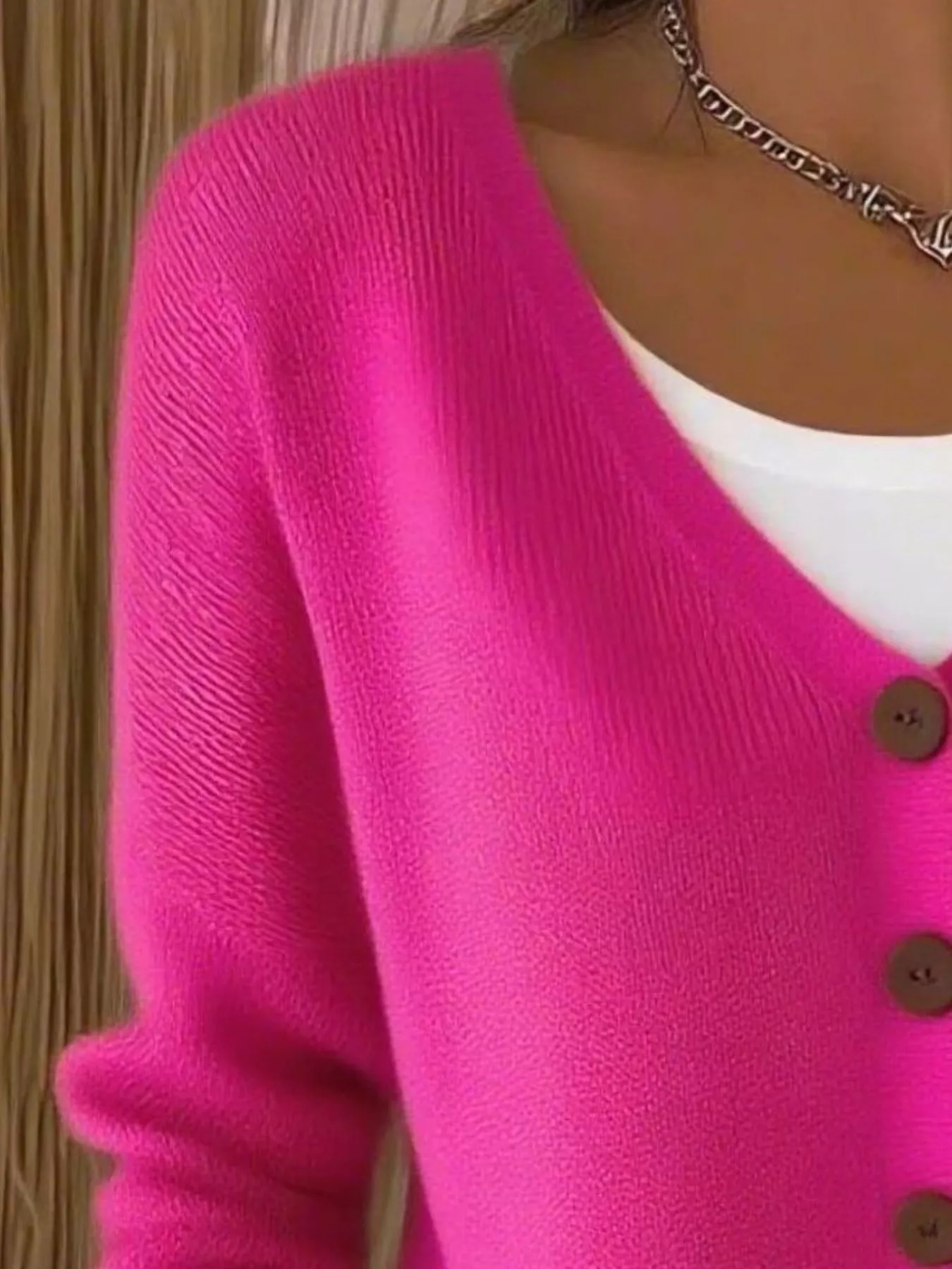 Full Size V-Neck Button-Down Knit Cardigan Plus Size - Image 12