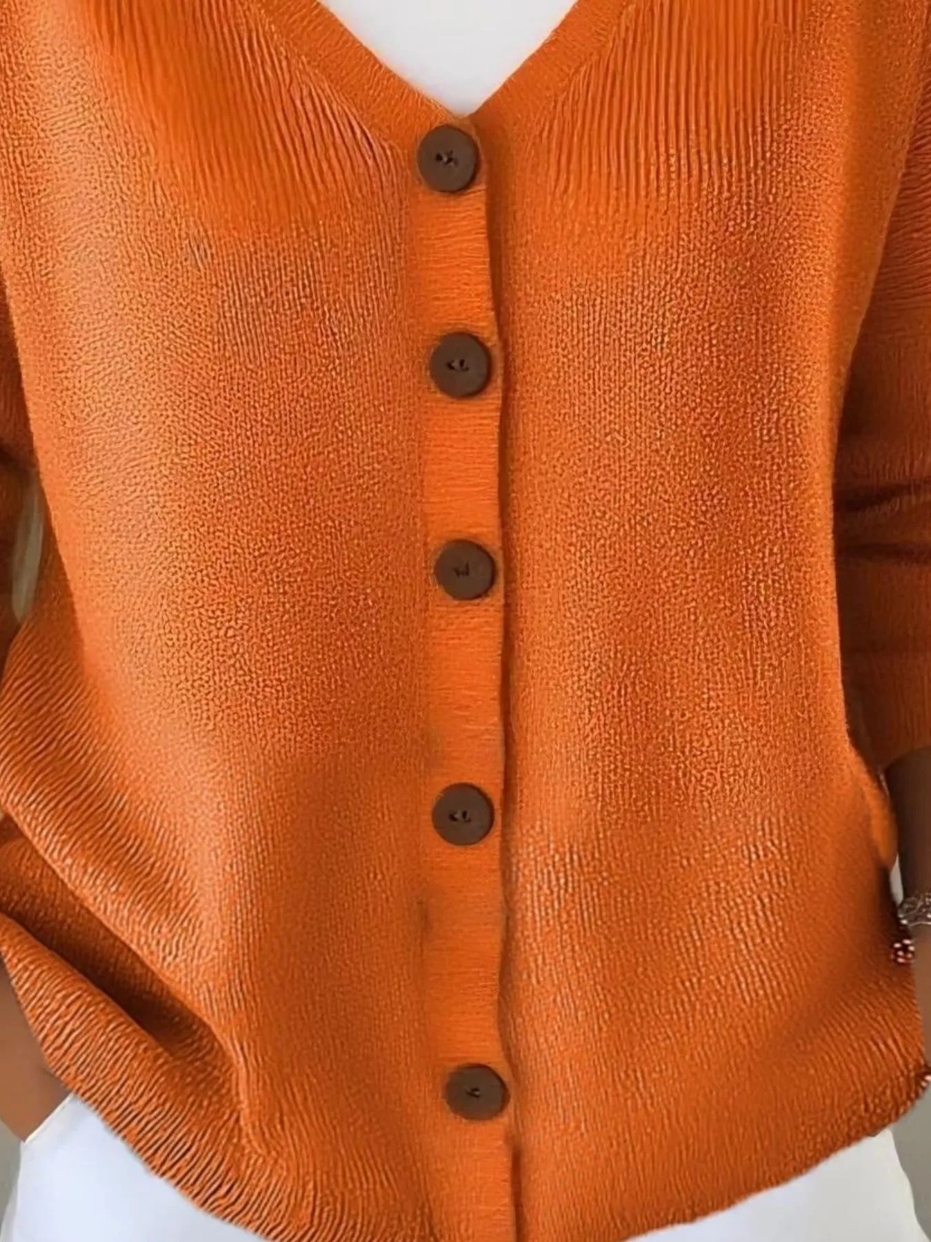 Full Size V-Neck Button-Down Knit Cardigan Plus Size - Image 15