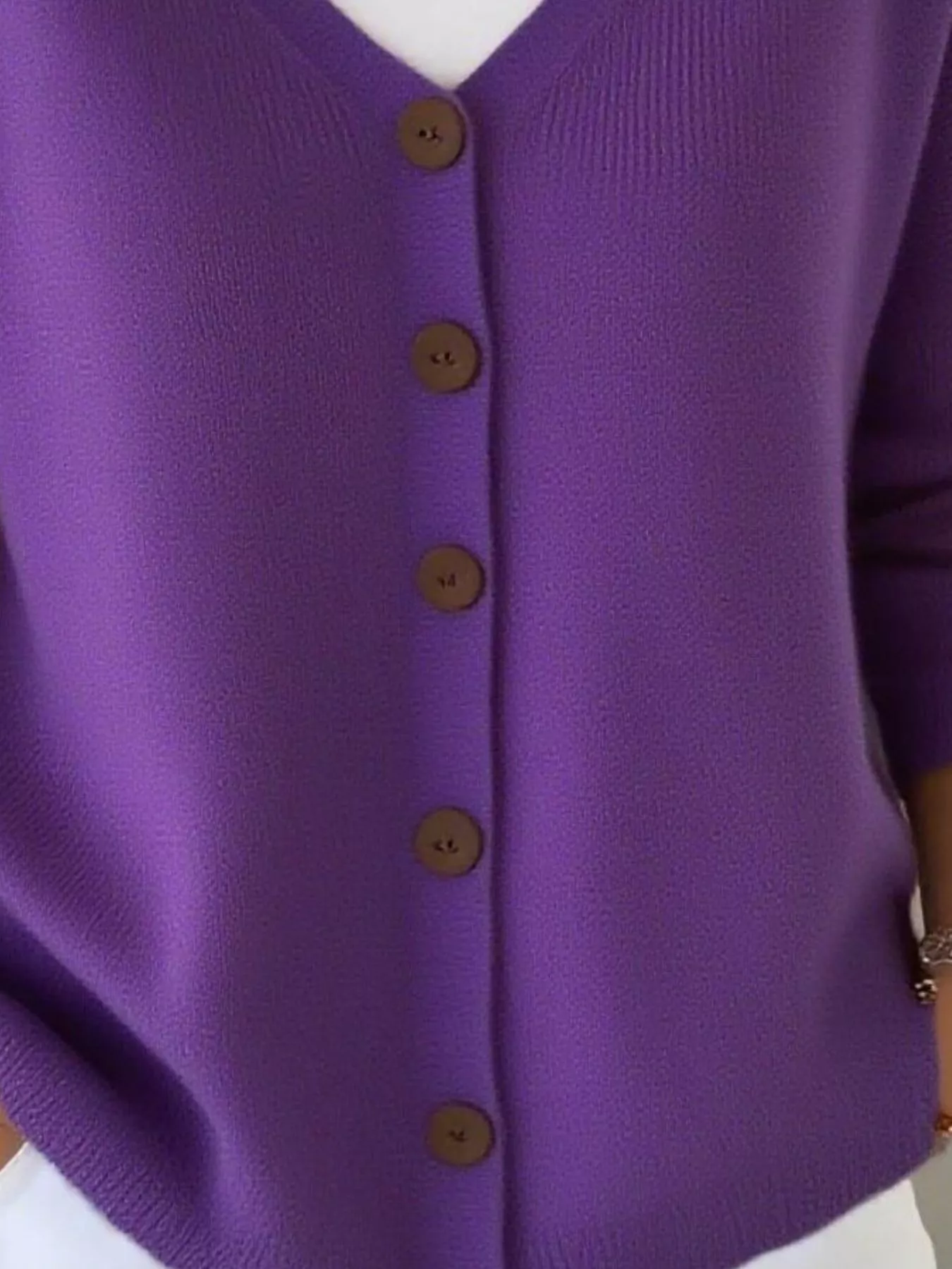Full Size V-Neck Button-Down Knit Cardigan Plus Size - Image 17