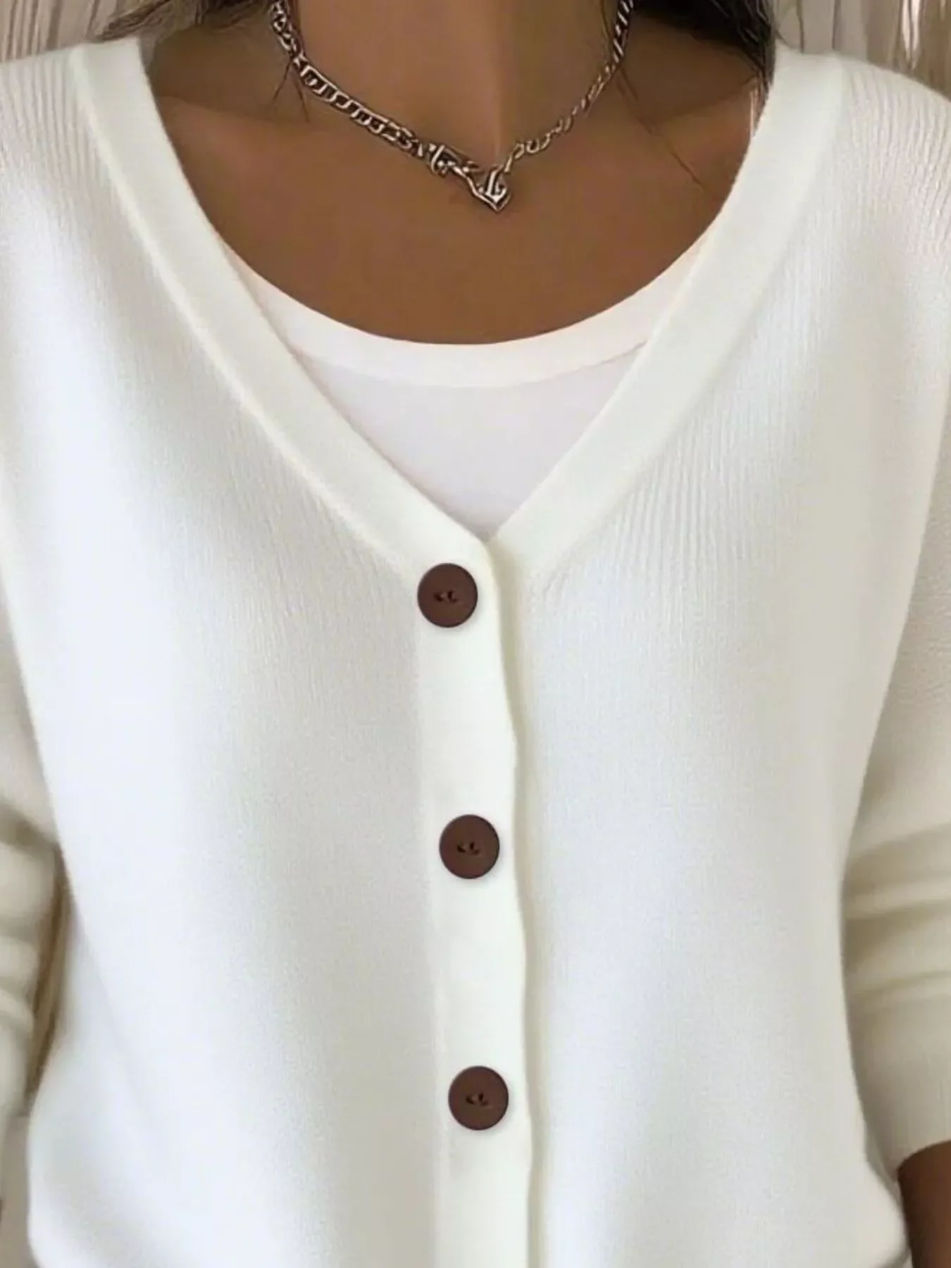 Full Size V-Neck Button-Down Knit Cardigan Plus Size - Image 2
