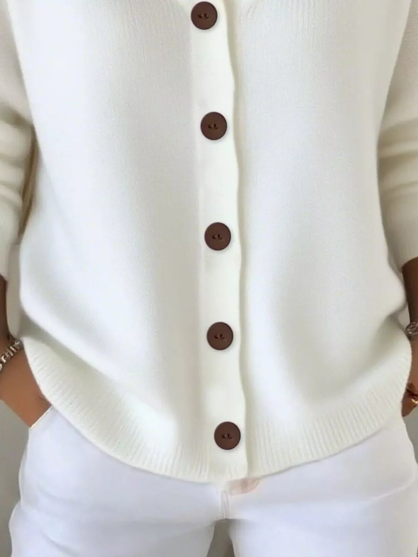 Full Size V-Neck Button-Down Knit Cardigan Plus Size - Image 3