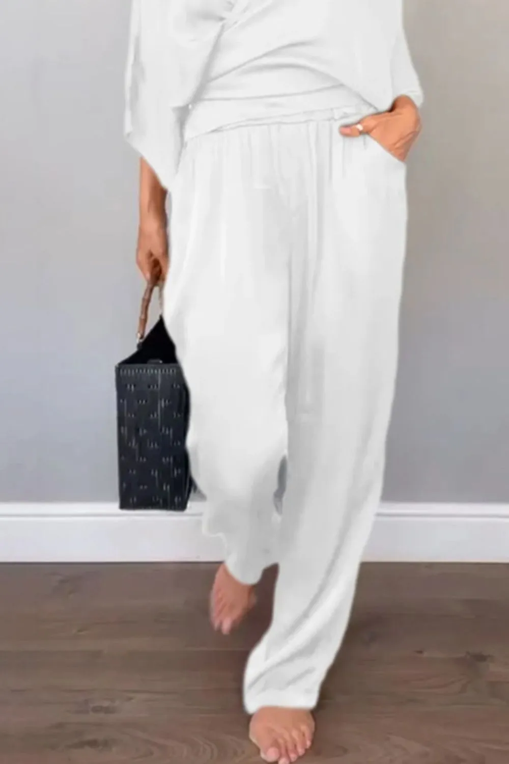 Full Size Wrap Surplice Top and Pants Set Plus Size - Image 10