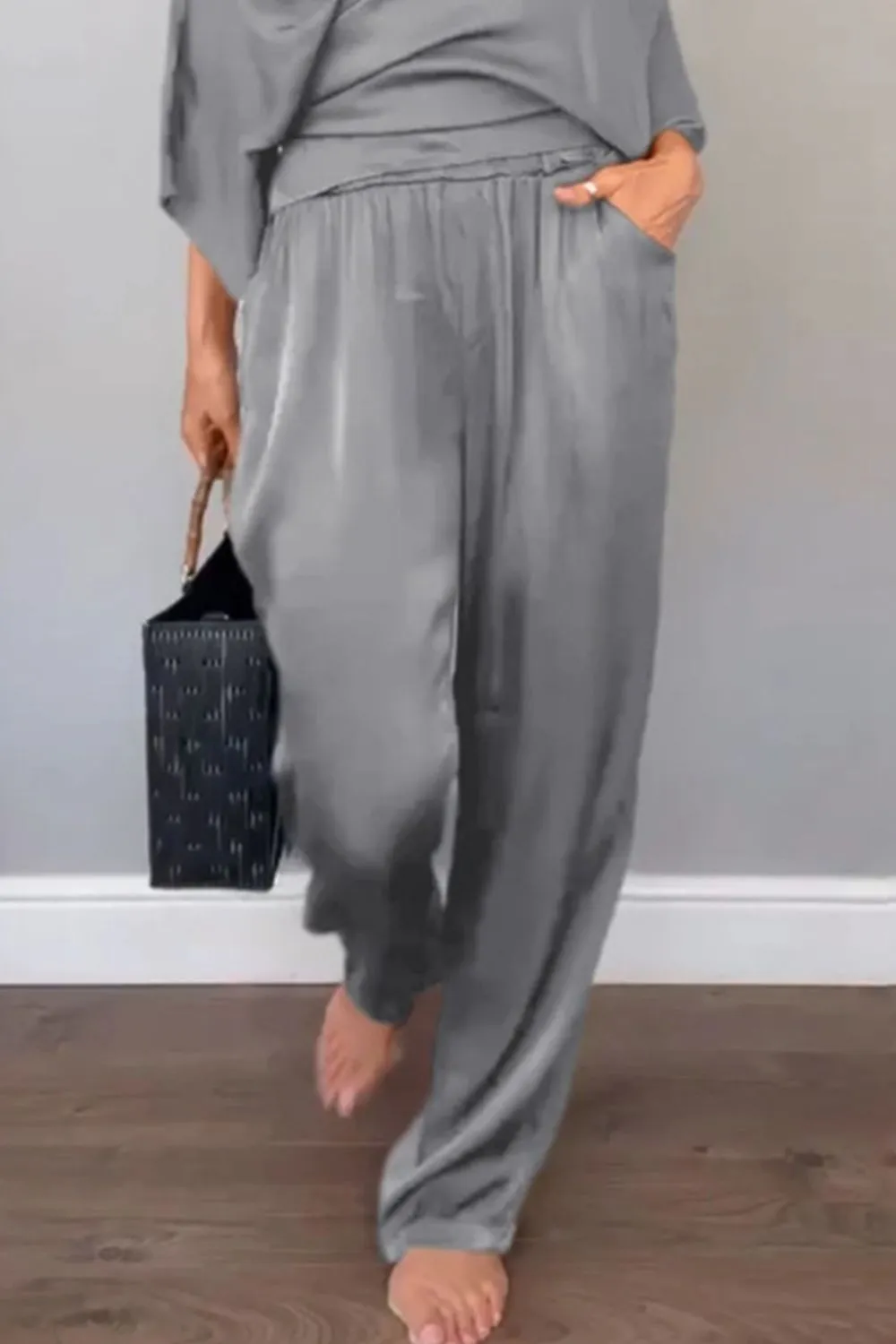 Full Size Wrap Surplice Top and Pants Set Plus Size - Image 13
