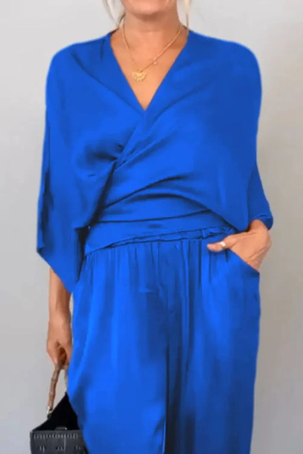 Full Size Wrap Surplice Top and Pants Set Plus Size - Image 15