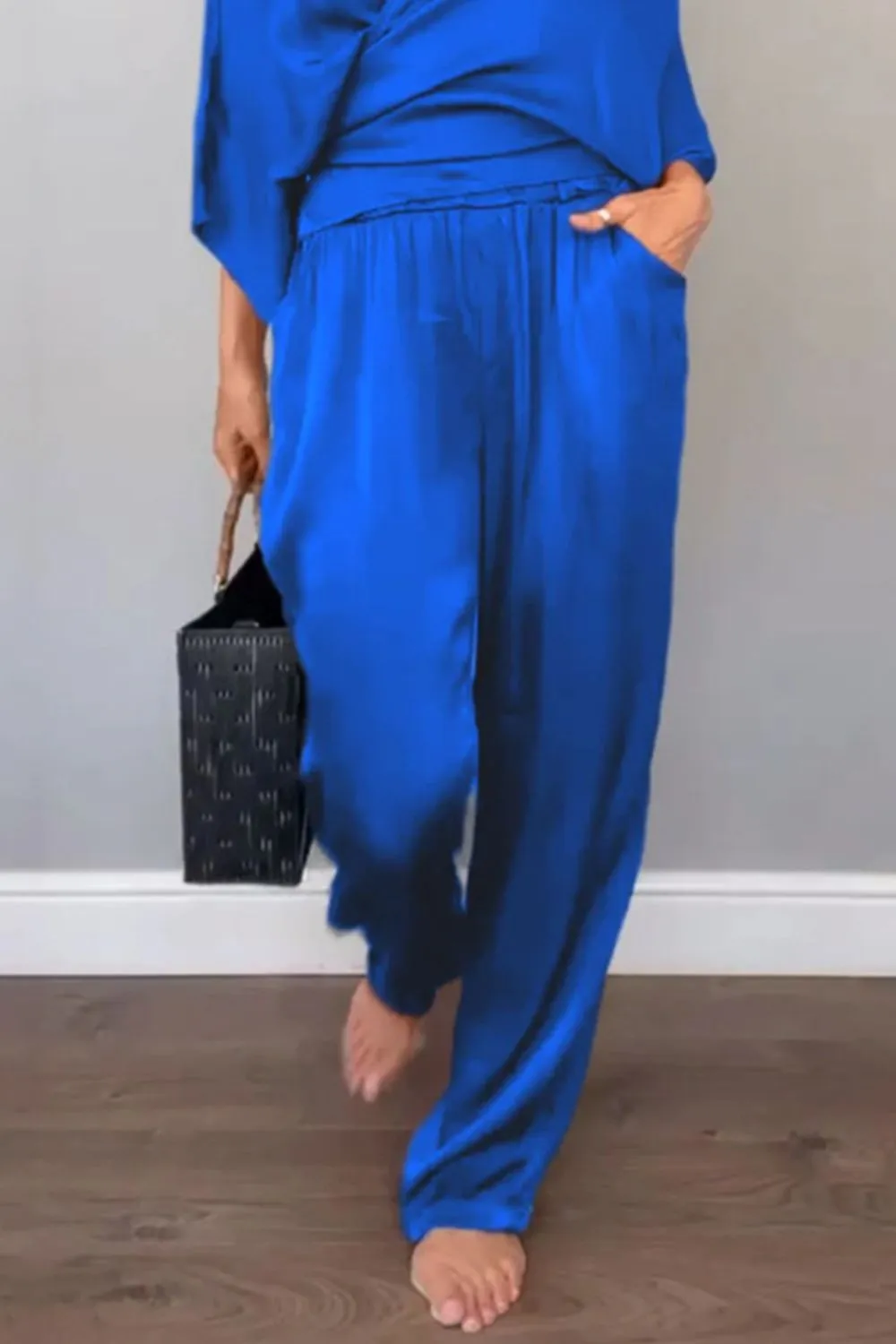 Full Size Wrap Surplice Top and Pants Set Plus Size - Image 16