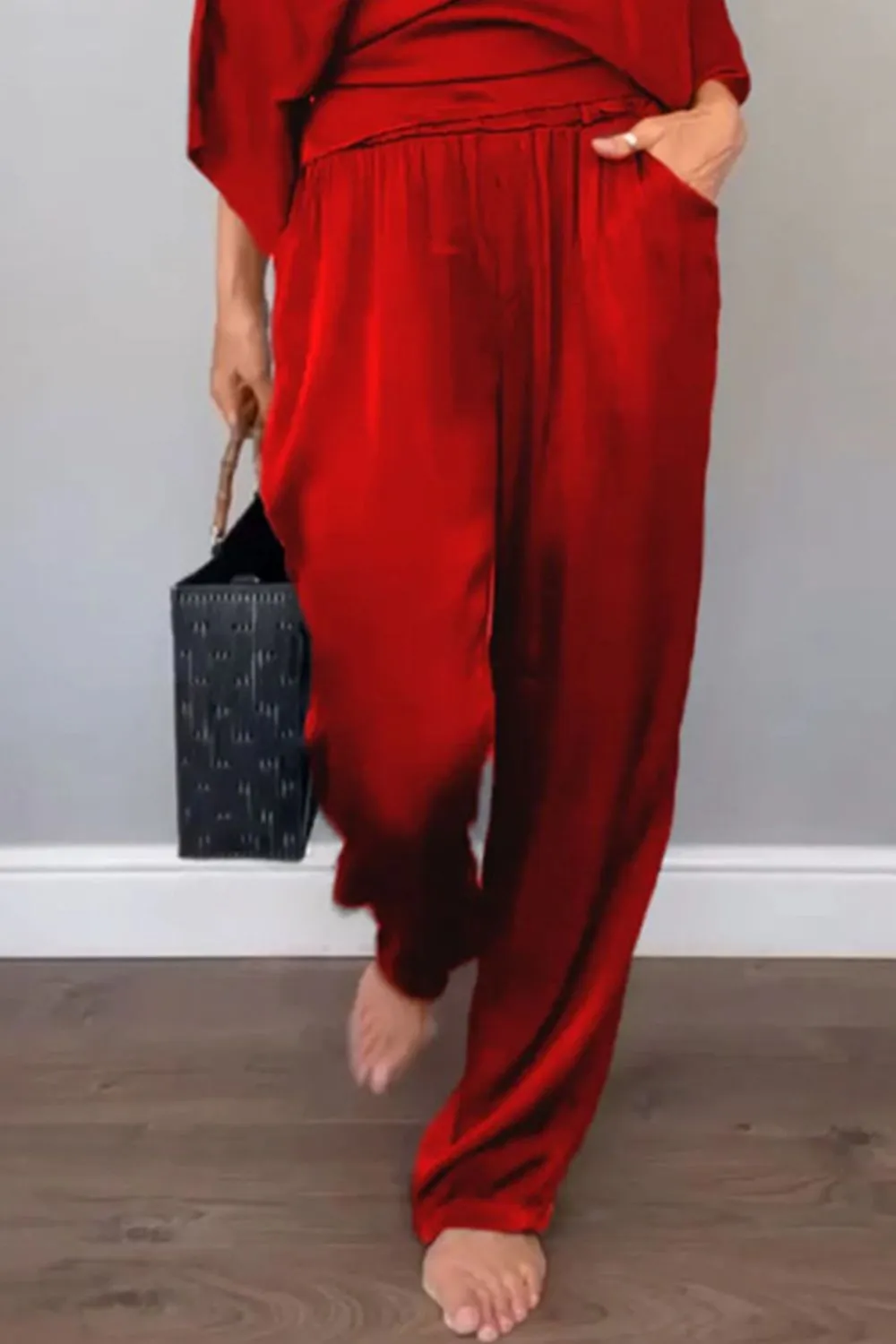 Full Size Wrap Surplice Top and Pants Set Plus Size - Image 19