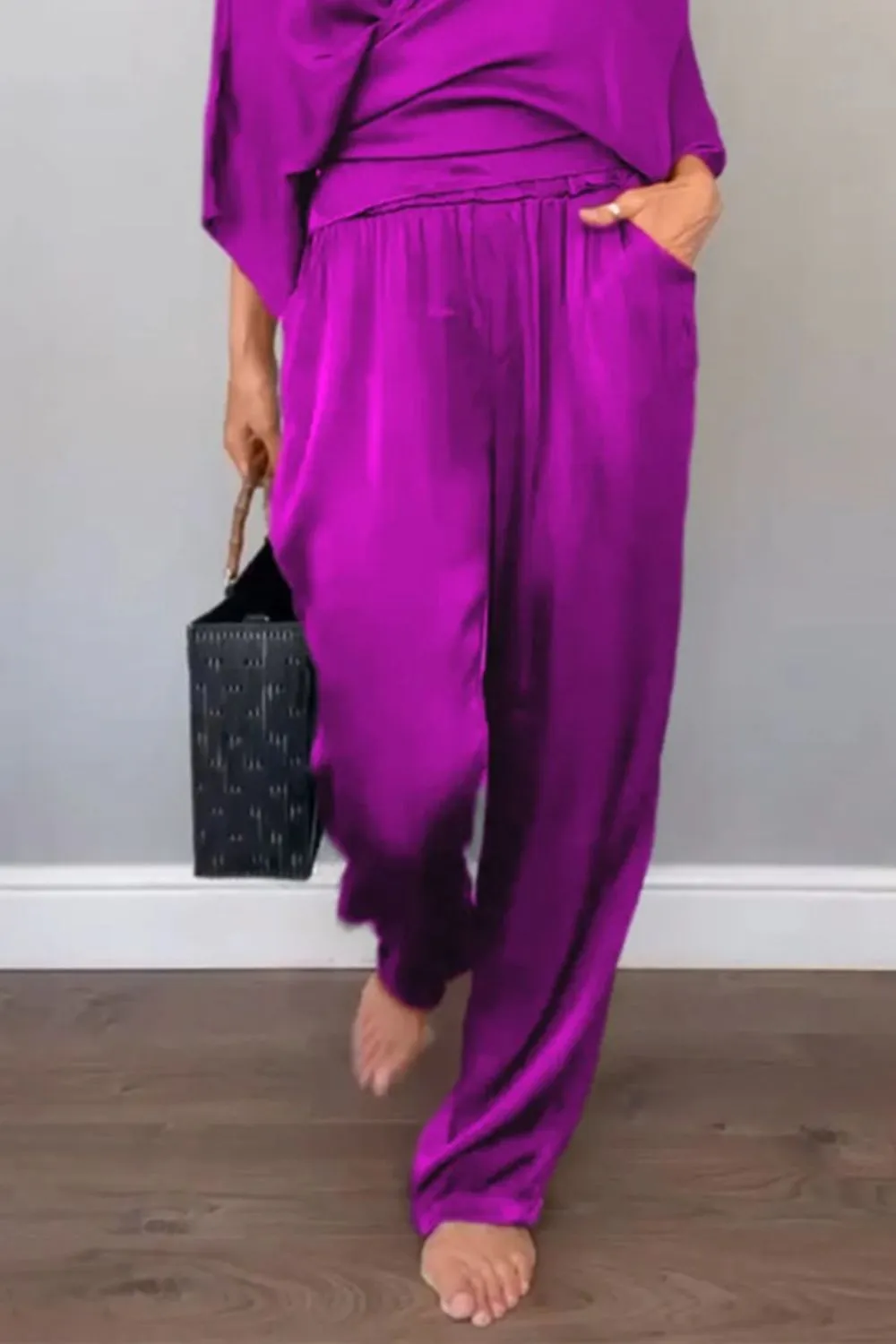 Full Size Wrap Surplice Top and Pants Set Plus Size - Image 22