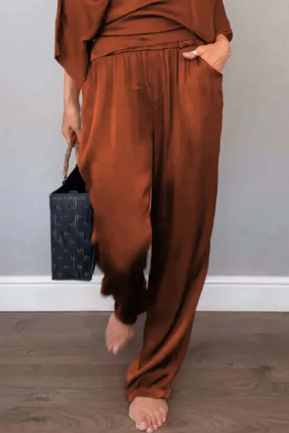 Full Size Wrap Surplice Top and Pants Set Plus Size - Image 7