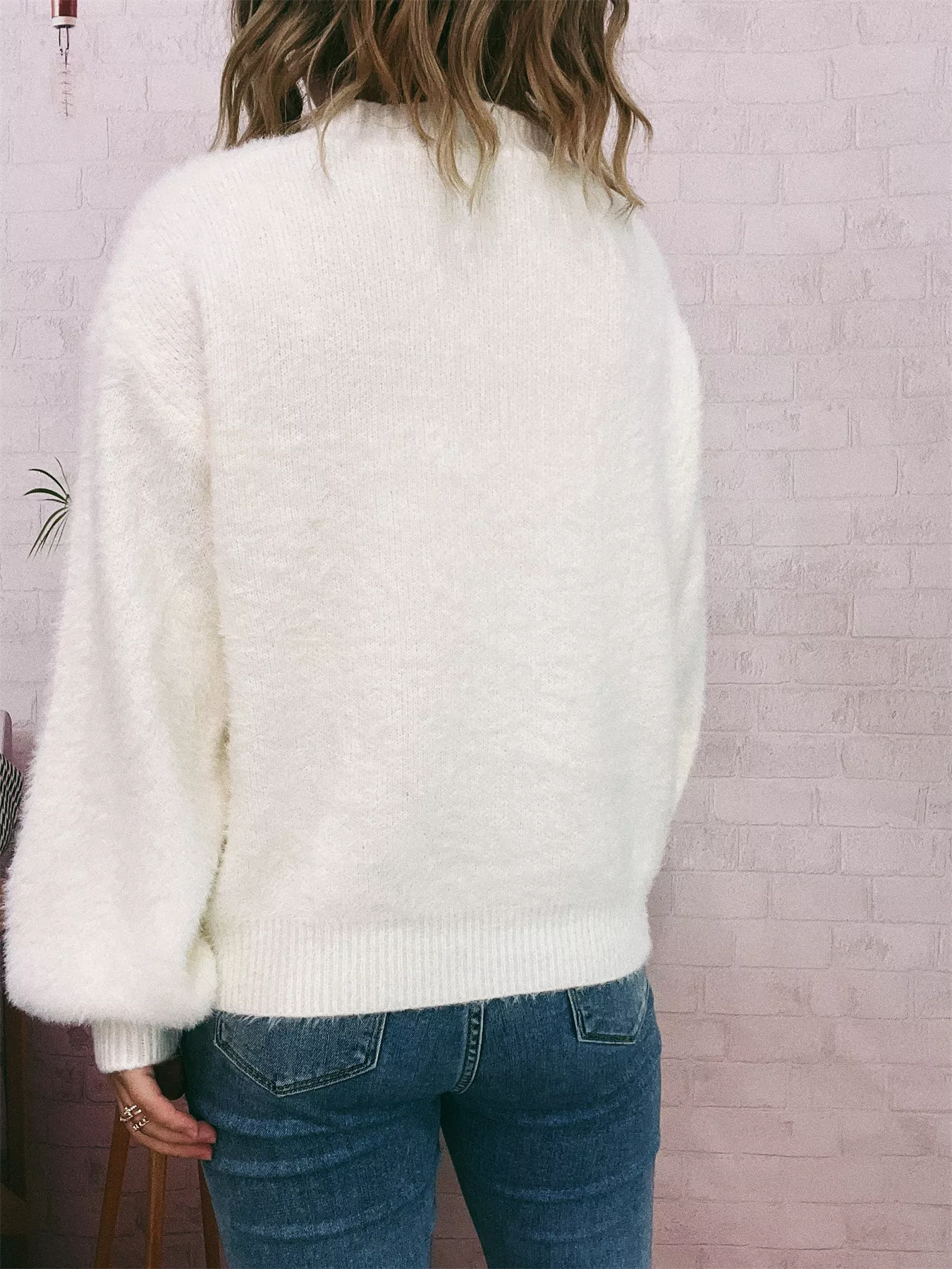 Fuzzy Button-Up Long Sleeve Cardigan - Image 5