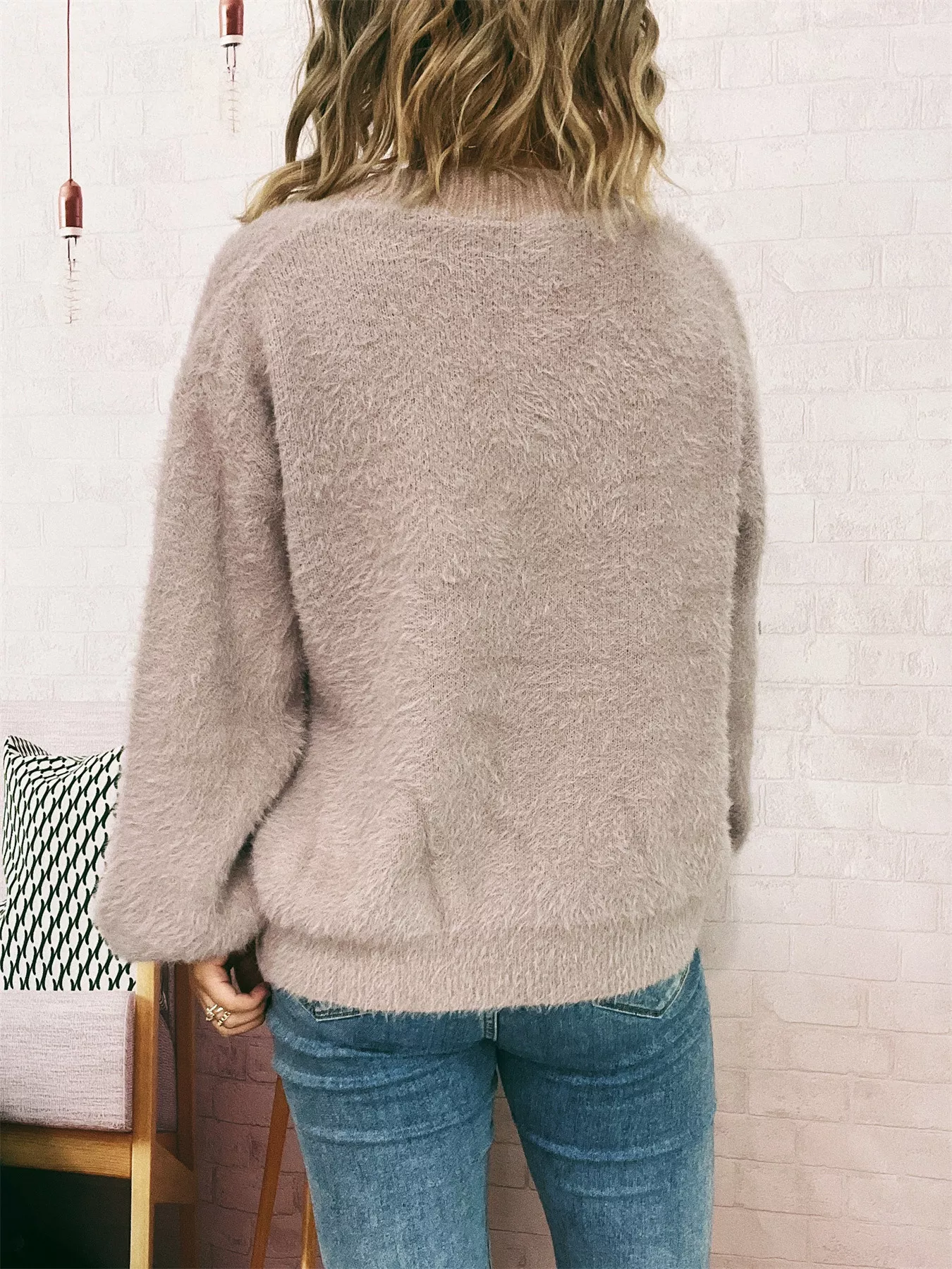 Fuzzy Button-Up Long Sleeve Cardigan - Image 9
