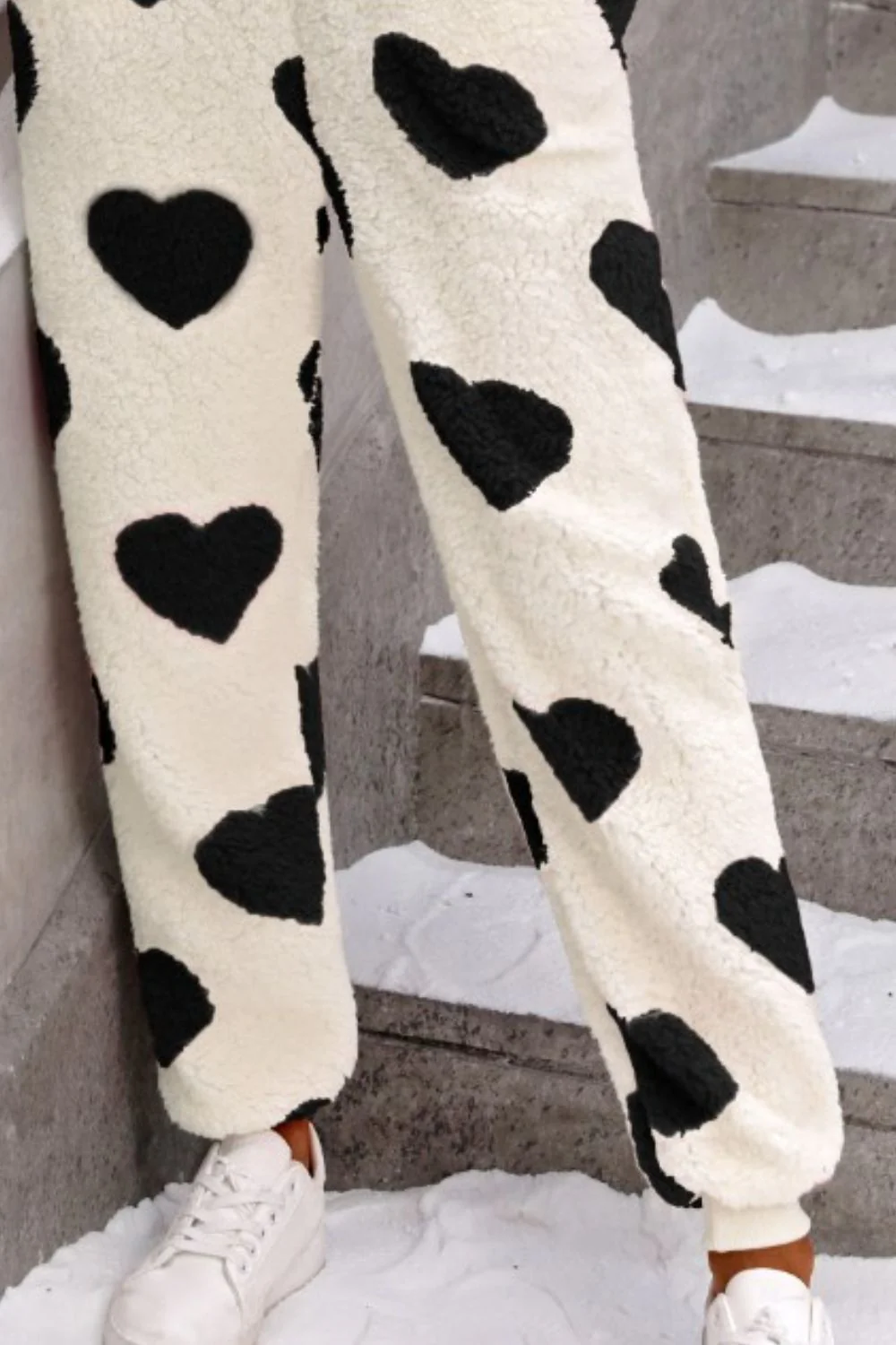Fuzzy Heart Zip Up Hooded Lounge Jumpsuit - Image 7