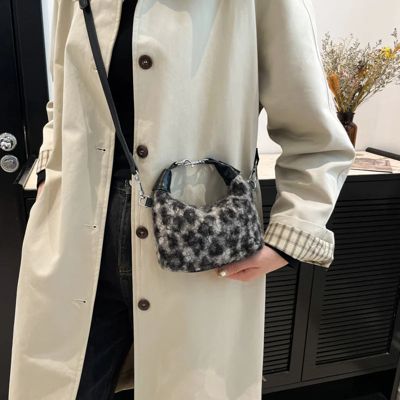Fuzzy Polyester Mini Handbag with Zipper - Image 15