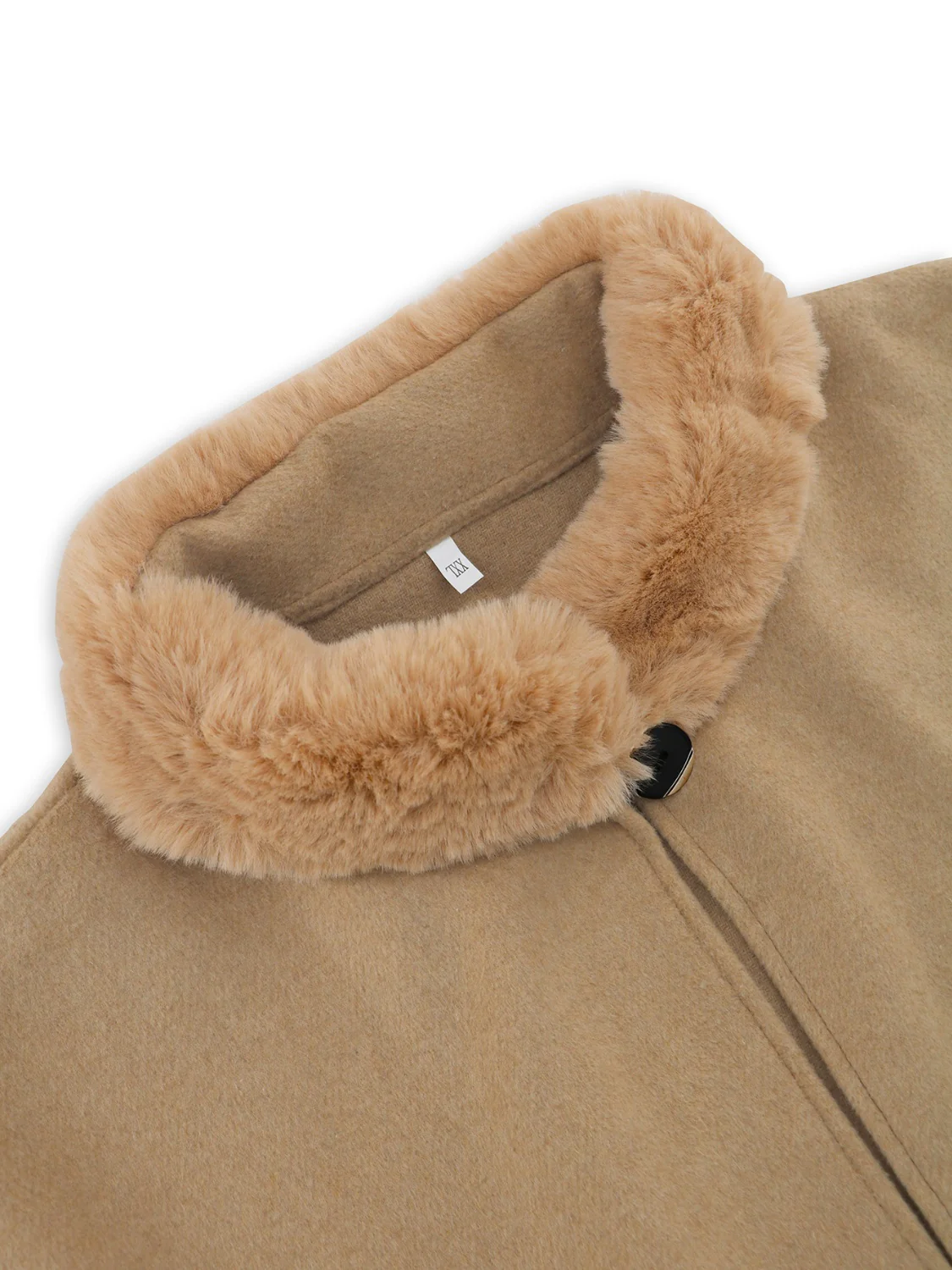 Fuzzy Trim Long Sleeve Poncho - Image 7