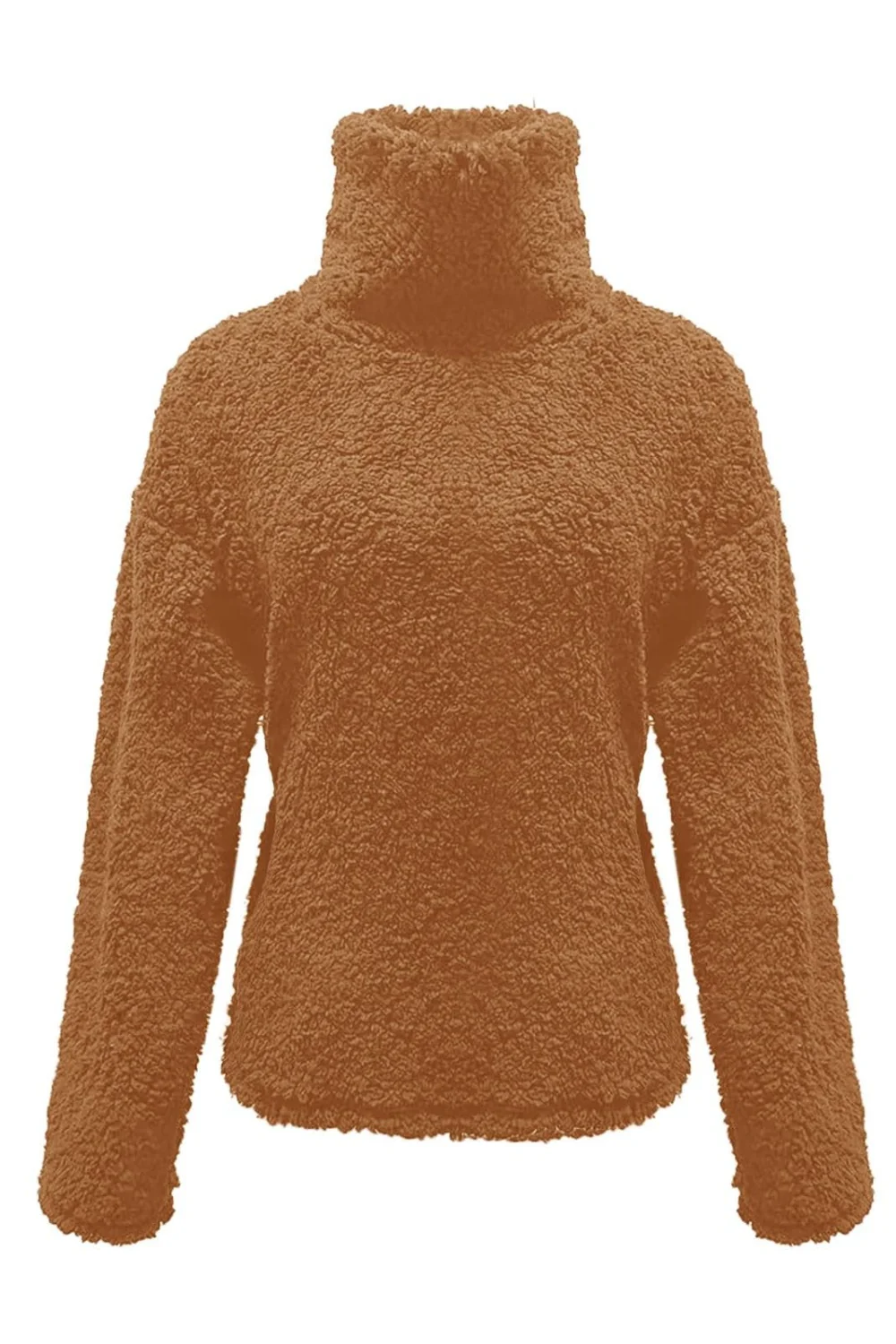 Fuzzy Turtleneck Long Sleeve Sweatshirt - Image 3