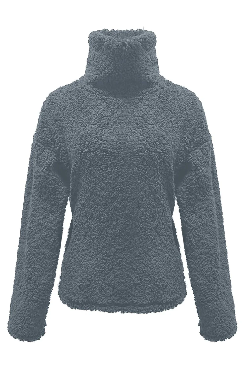 Fuzzy Turtleneck Long Sleeve Sweatshirt - Image 6