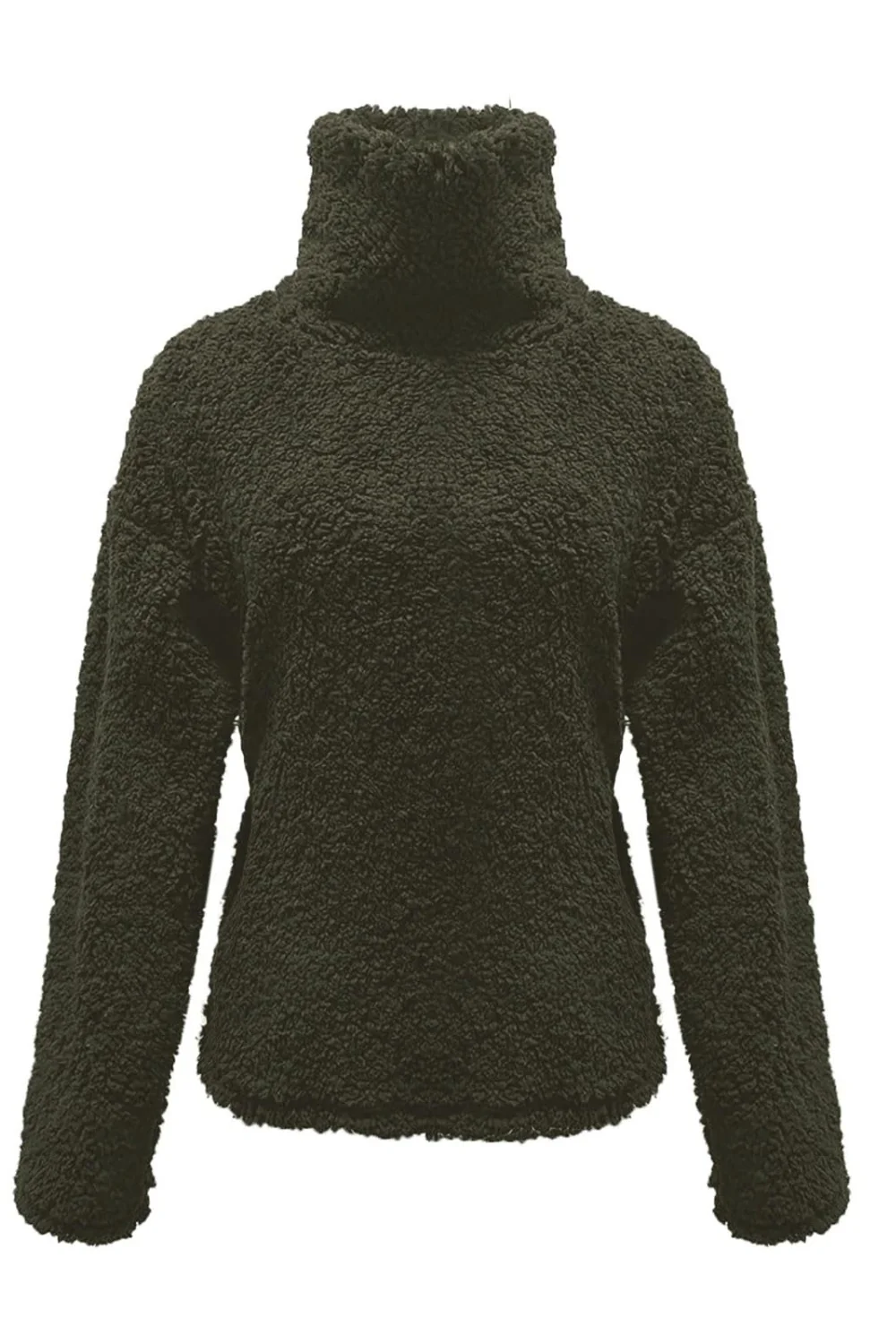 Fuzzy Turtleneck Long Sleeve Sweatshirt - Image 8