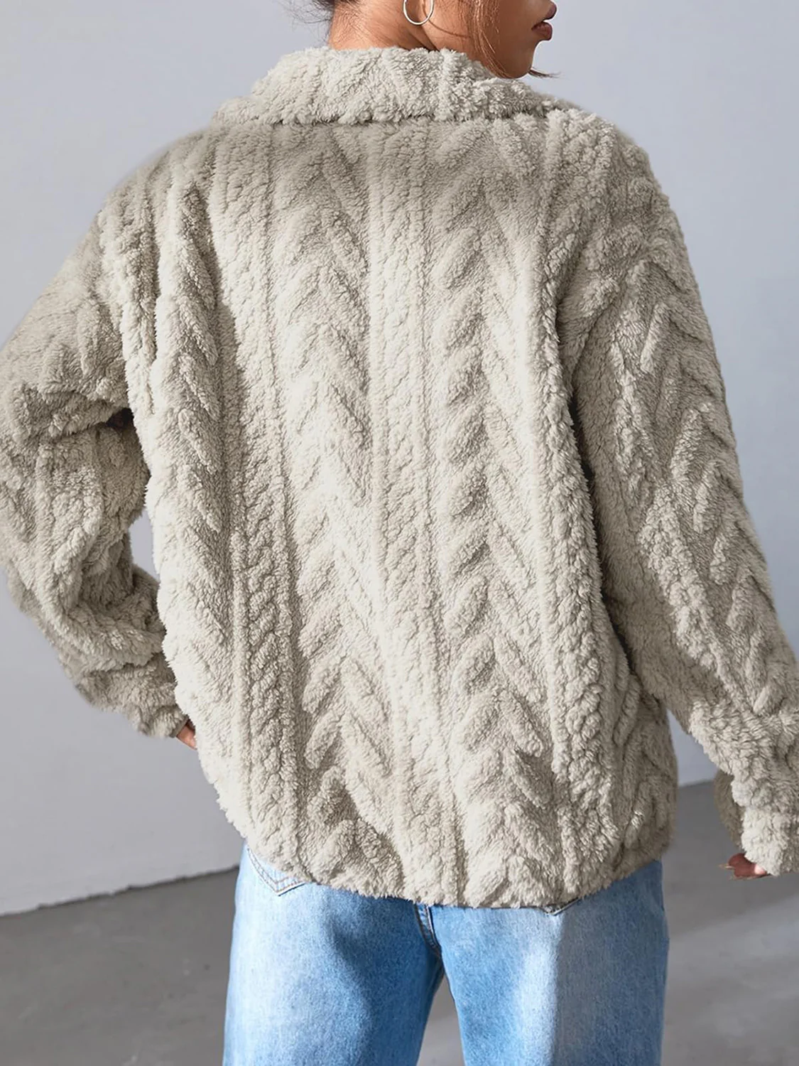 Fuzzy Zip Up Long Sleeve Jacket - Image 13