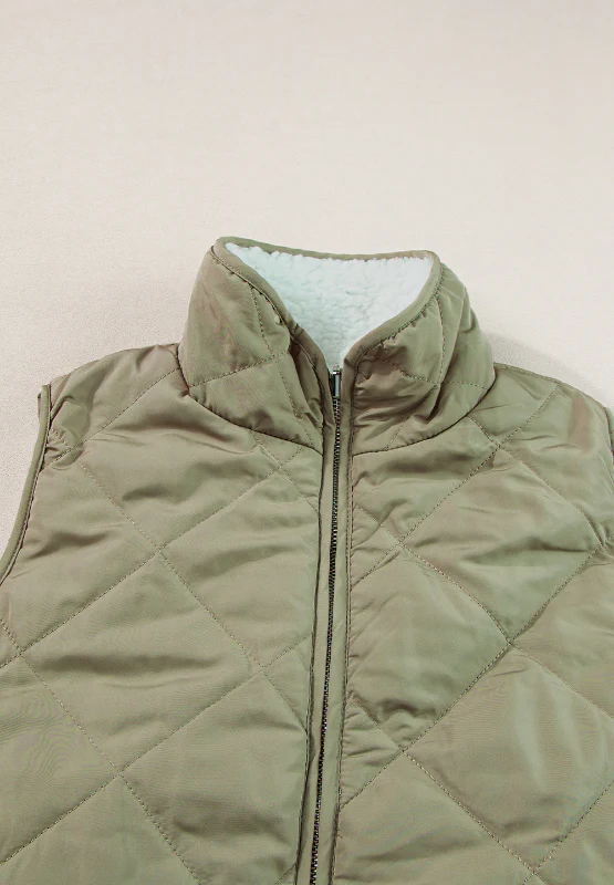 Fuzzy Zip Up Vest Coat with Pockets - Image 14