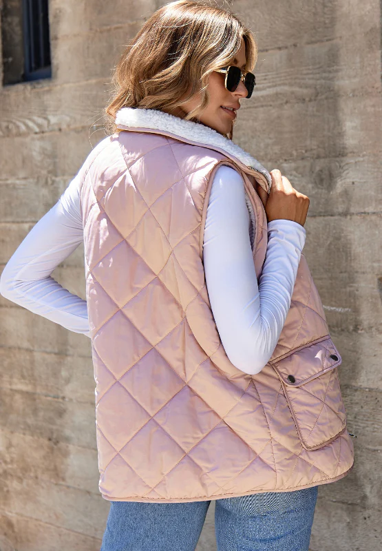 Fuzzy Zip Up Vest Coat with Pockets - Image 5