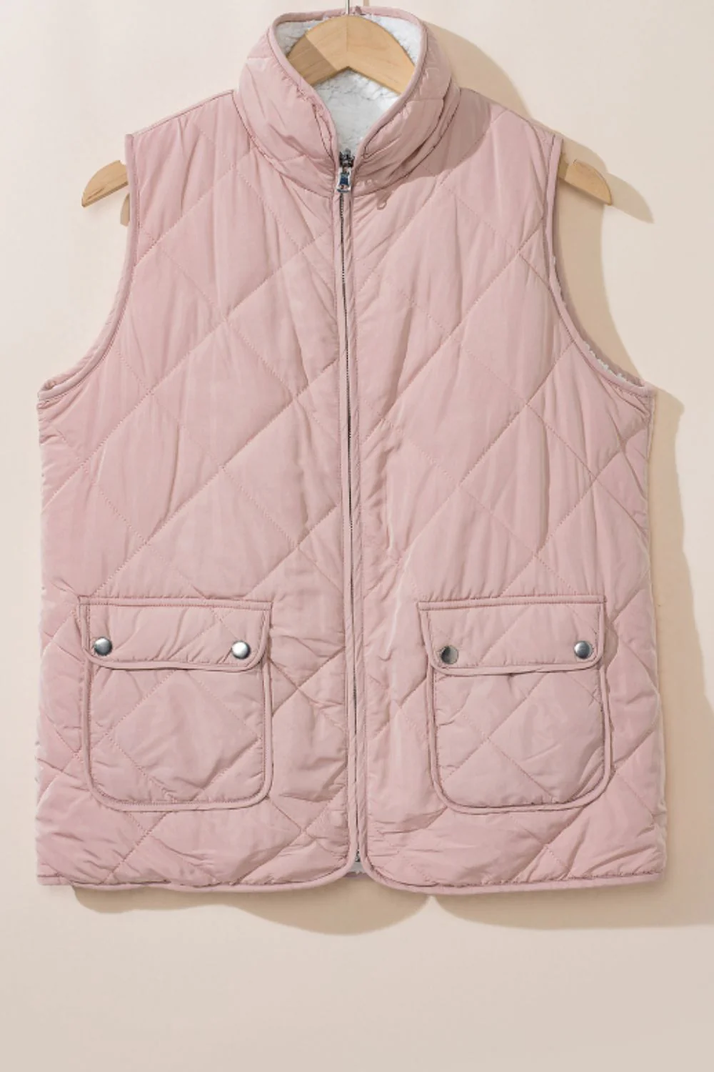 Fuzzy Zip Up Vest Coat with Pockets - Image 7