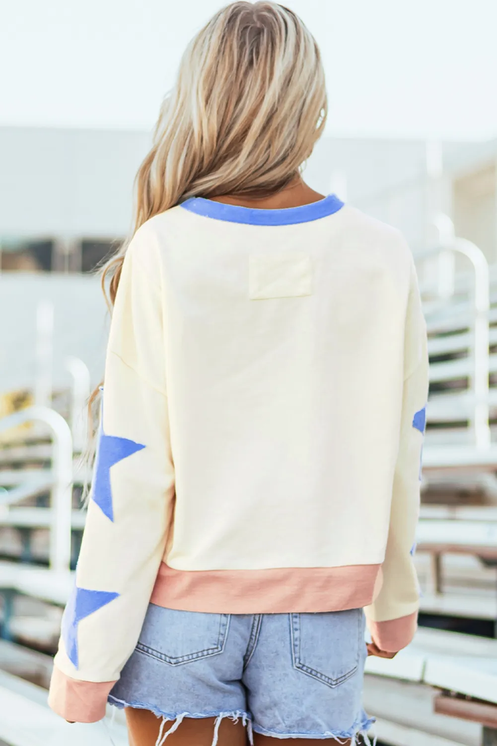GAME DAY Star Patch Round Neck Long Sleeve Sweatshirt - Image 3