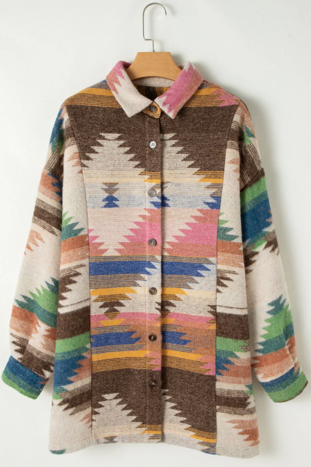 Geometric Button Up Long Sleeve Jacket - Image 9