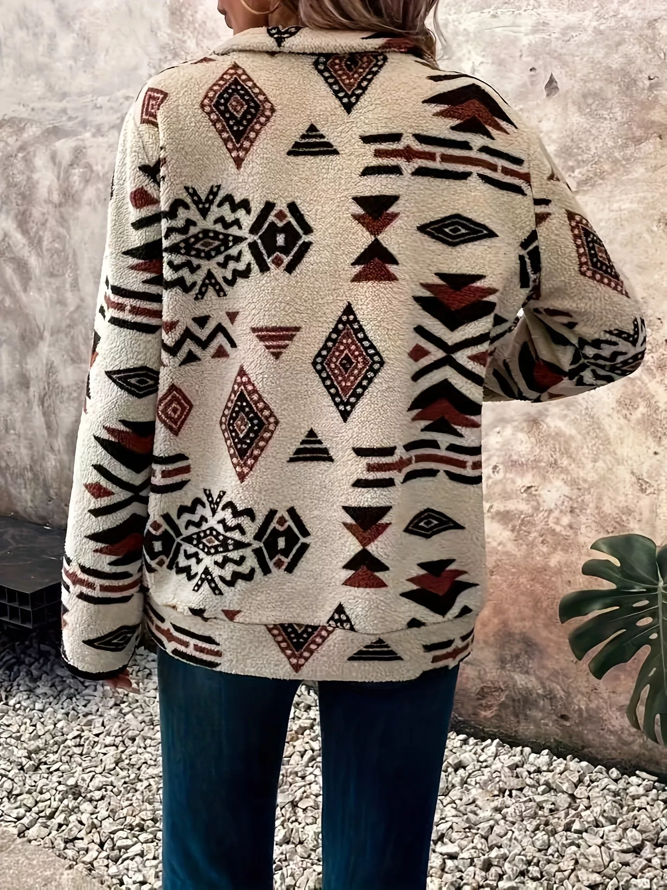 Geometric Half Zip Long Sleeve Sweatshirt - Image 6