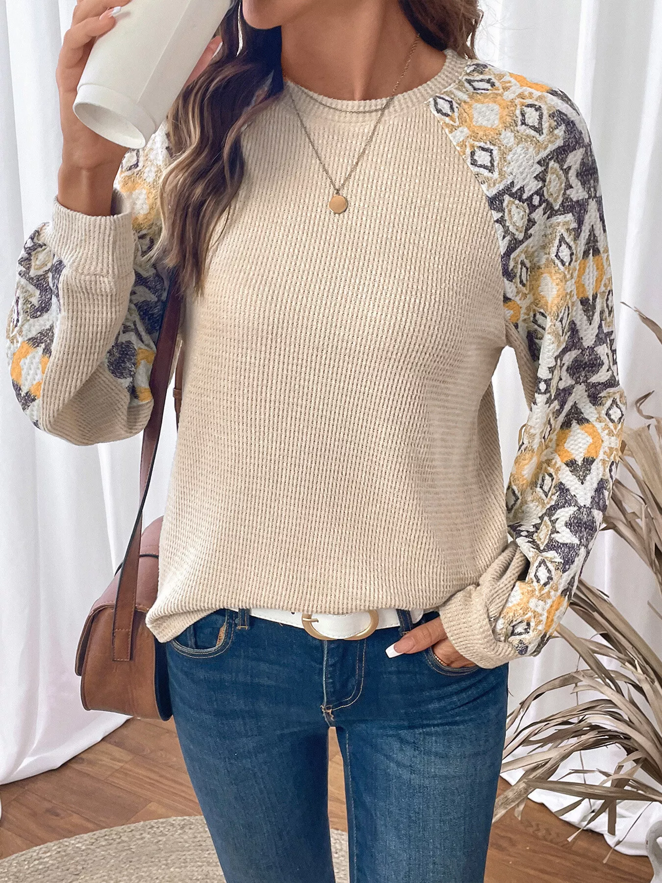Geometric Pattern Long Sleeve T-Shirt - Image 5