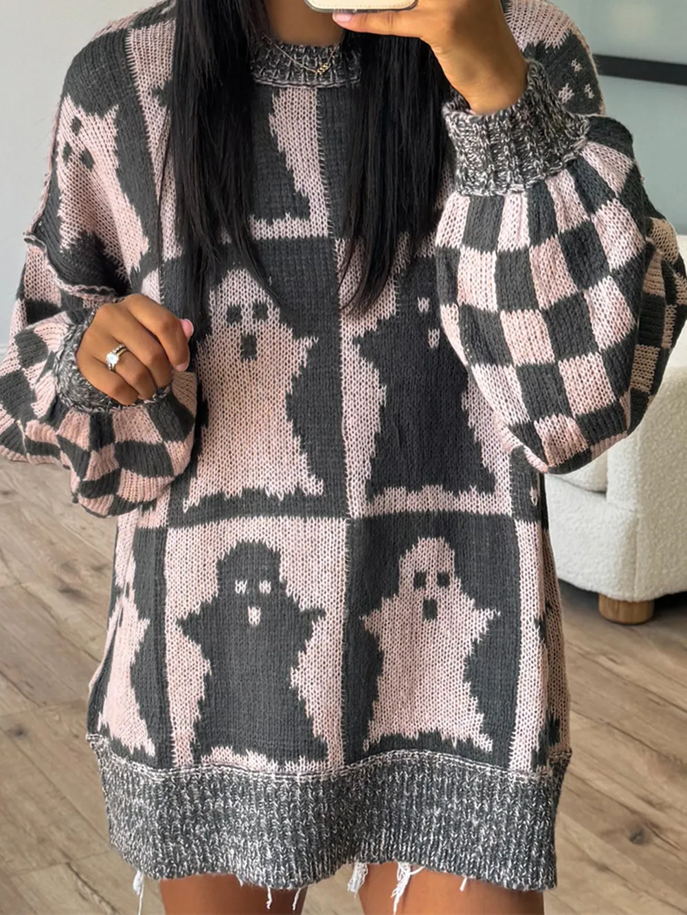 Ghost Dropped Shoulder Long Sleeve Sweater - Image 2