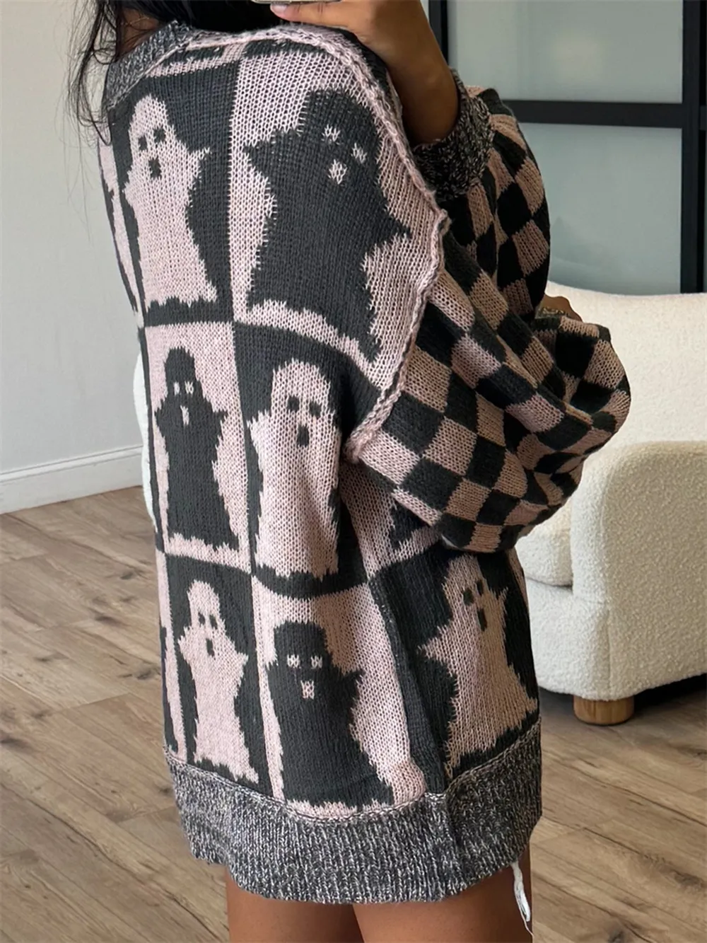 Ghost Dropped Shoulder Long Sleeve Sweater - Image 3