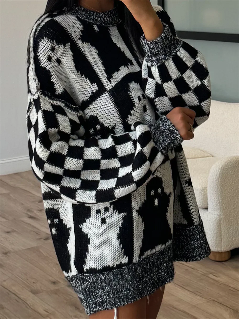Ghost Dropped Shoulder Long Sleeve Sweater - Image 6