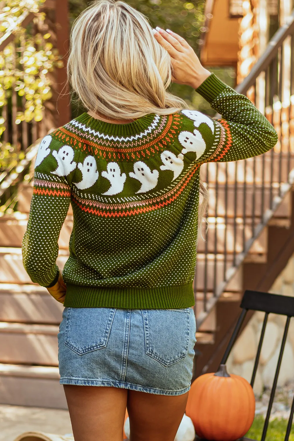 Ghost Round Neck Long Sleeve Sweater - Image 6