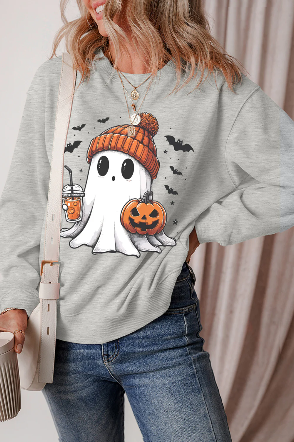 Ghost Round Neck Long Sleeve Sweatshirt - Image 2