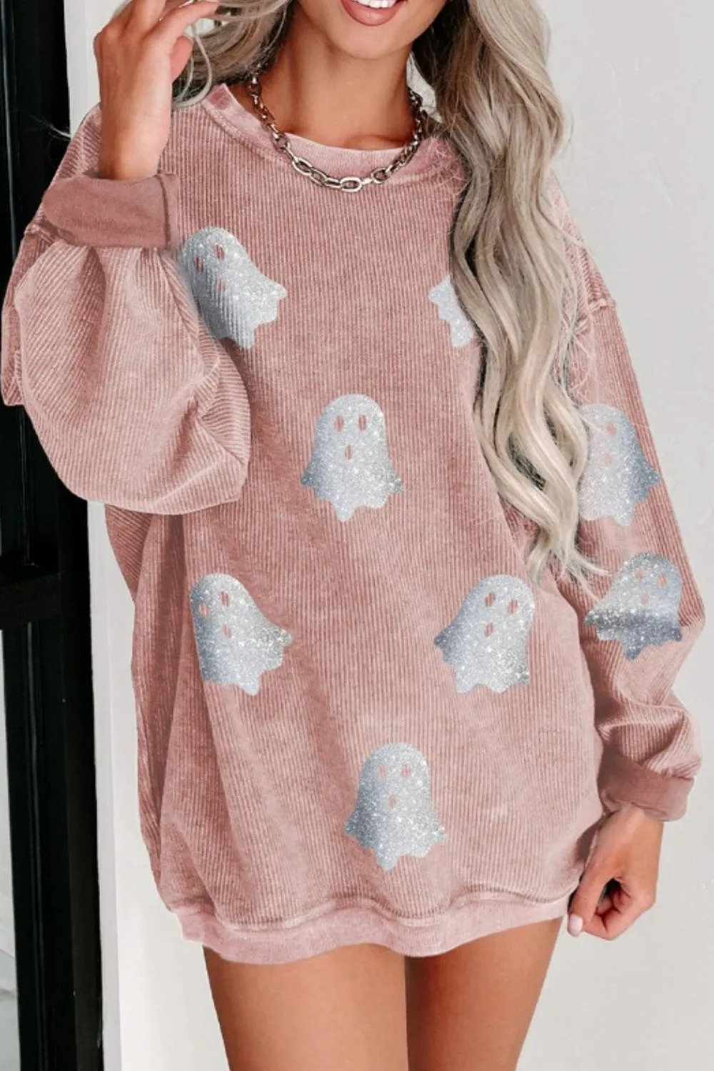 Ghost Round Neck Oversized Sweatshirt - Image 2
